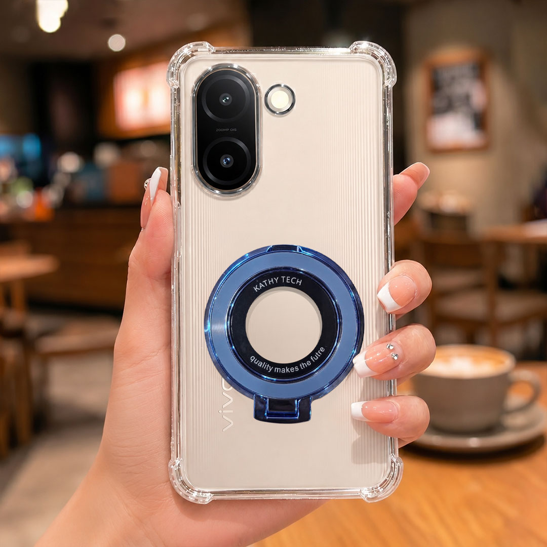 Vivo V60e 5G Original Luxury Magnifier Ring Stand Shockproof Airbags Corner Case