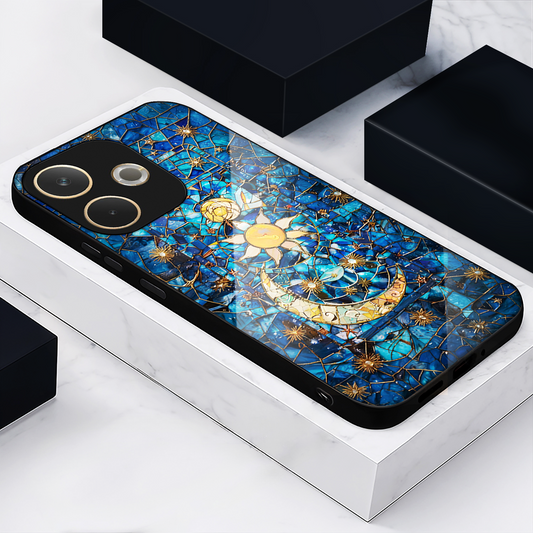 Oppo A5 Pro 5G Premium Acrylic Shockproof Glass Back Case (Sun-Moon)