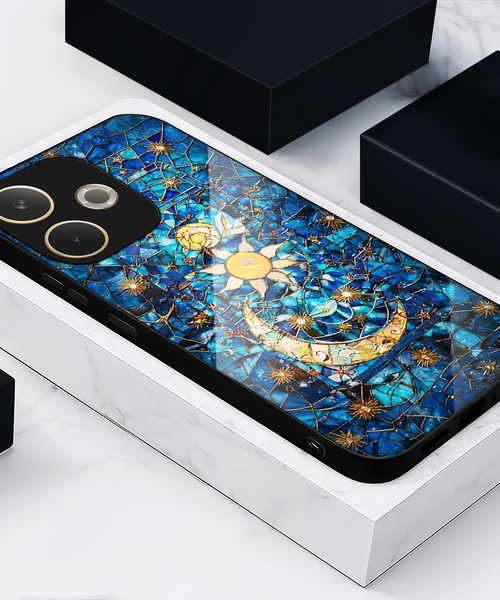 Oppo A5 Pro 5G Premium Acrylic Shockproof Glass Back Case (Sun-Moon)