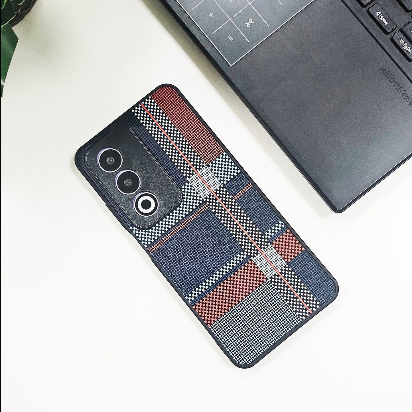 Oppo A3 Pro 5G Luxury Grid Pattern Glass Back Shockproof Case