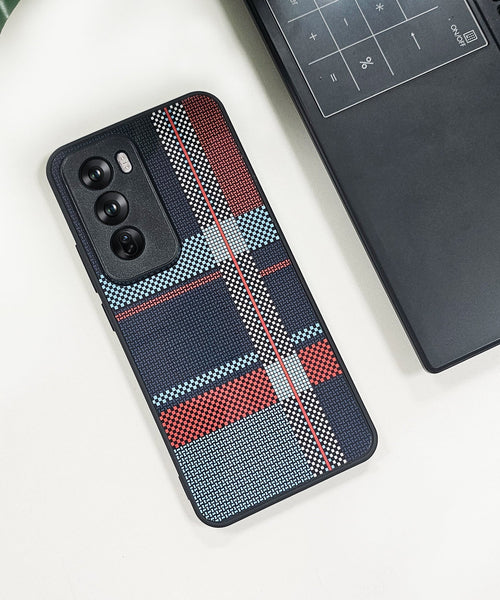 Oppo Reno 12 Pro 5G Luxury Grid Pattern Glass Back Shockproof Case