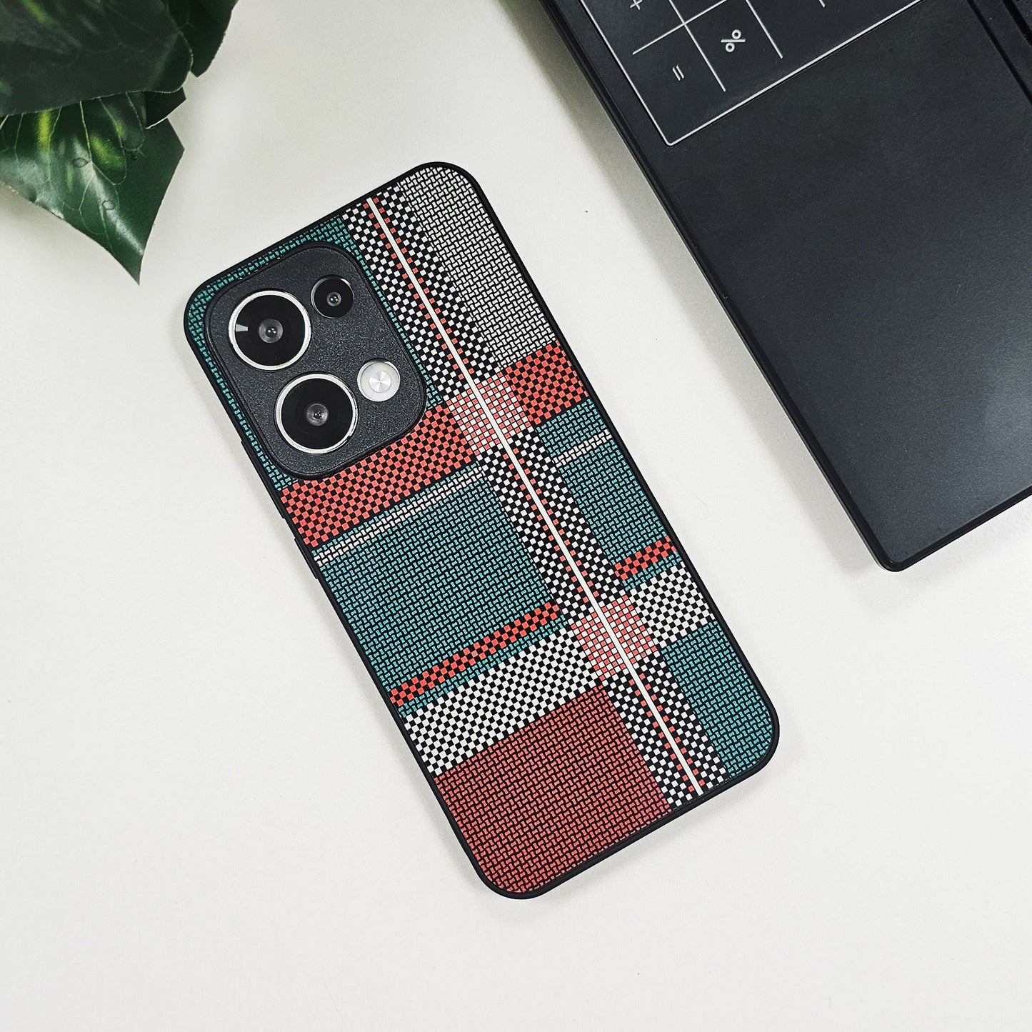 Oppo Reno 13 5G Luxury Grid Pattern Glass Back Shockproof Case