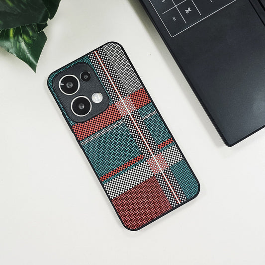 Oppo Reno 13 5G Luxury Grid Pattern Glass Back Shockproof Case