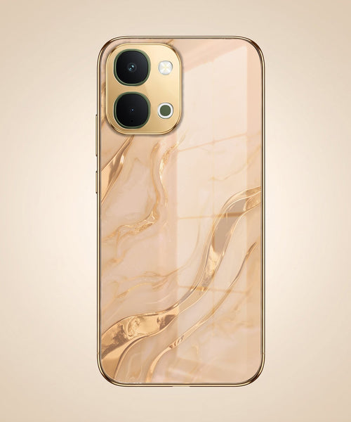 Vivo T5X 5G Marvel Texture Gold Electroplated Glass Phone Back Case