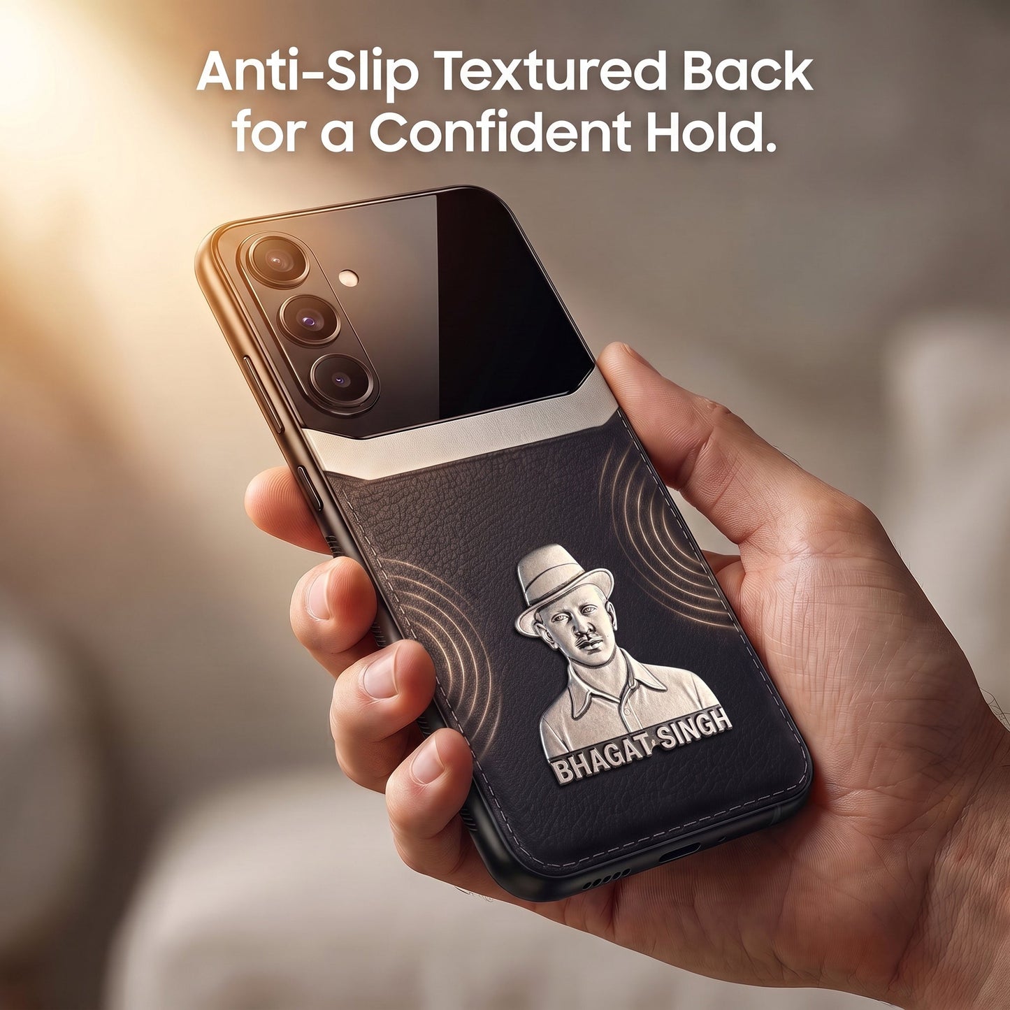 Samsung Galaxy A56 5G Shaheed Bhagat Singh 3D Metal Leather Back Case