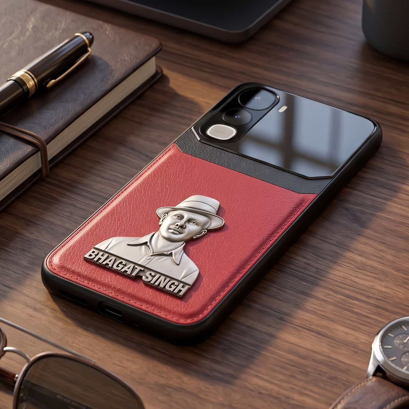 Vivo Y400 Pro 5G Shaheed Bhagat Singh 3D Metal Leather Back Case