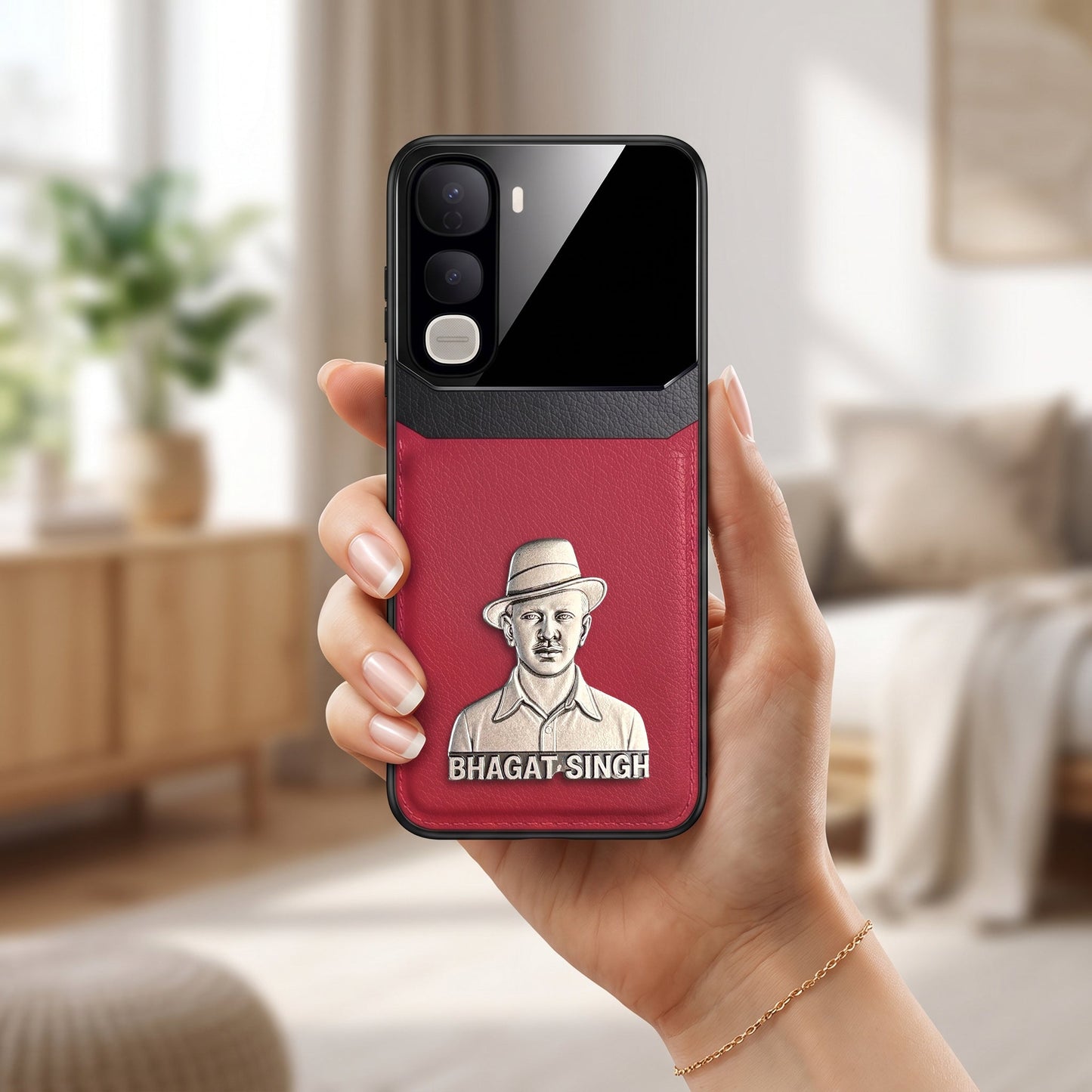 Vivo Y400 Pro 5G Shaheed Bhagat Singh 3D Metal Leather Back Case