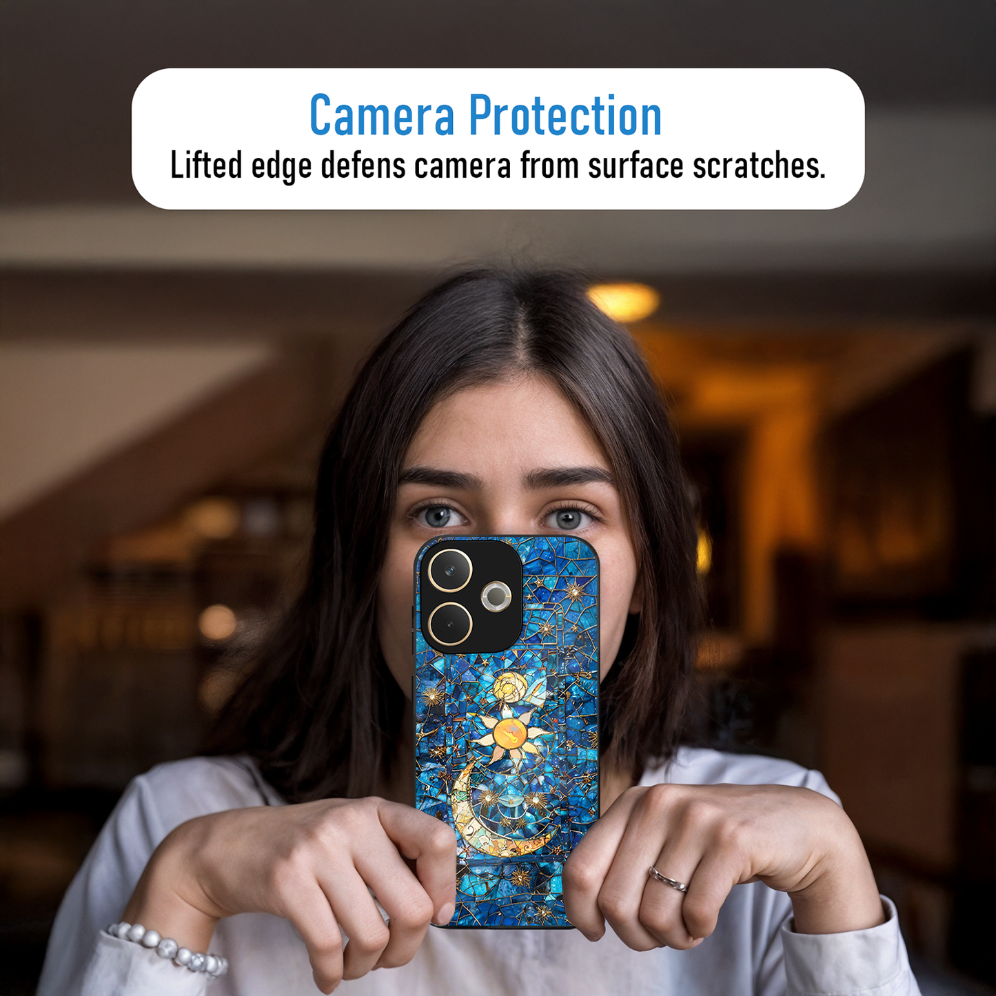 Oppo A5 Pro 5G Premium Acrylic Shockproof Glass Back Case (Sun-Moon)