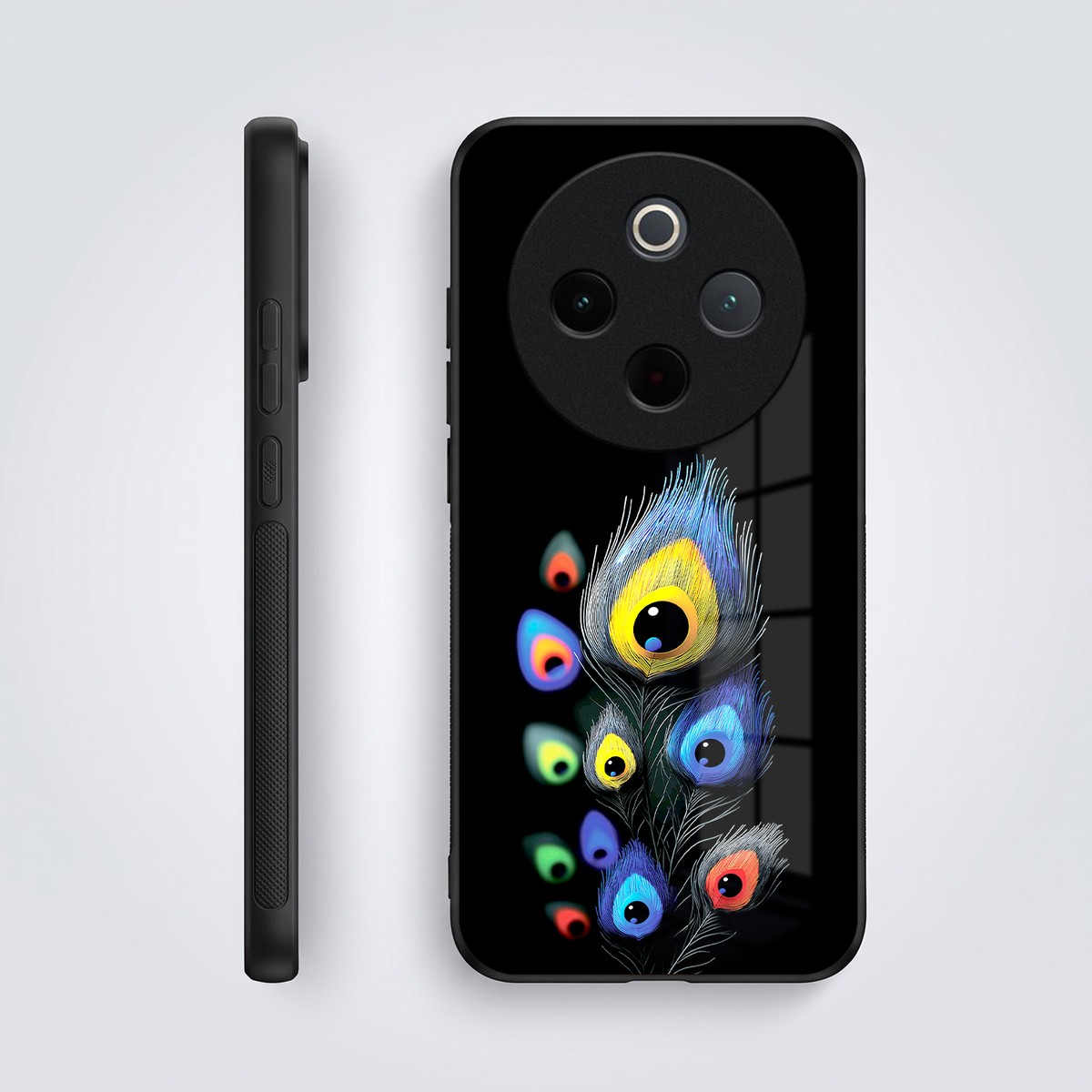 Vivo T4 5G Premium Peacock Feather Acrylic Glass Back Case