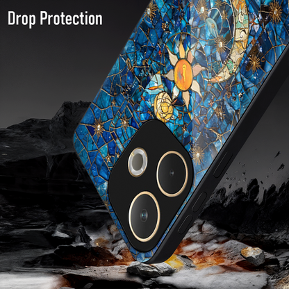 Oppo A5 Pro 5G Premium Acrylic Shockproof Glass Back Case (Sun-Moon)