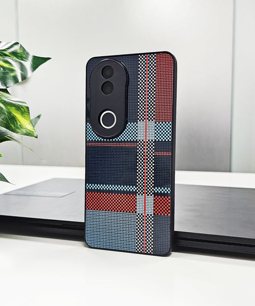 Vivo V50 5G Luxury Grid Pattern Glass Back Shockproof Case