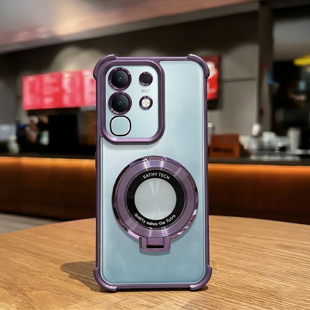 Vivo T4x 5G Original Luxury Magnifier Ring Stand Shockproof Airbags Corner Case