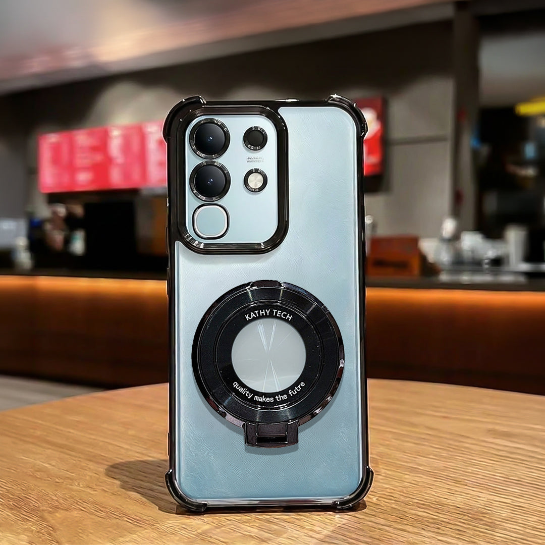 Vivo T4x 5G Original Luxury Magnifier Ring Stand Shockproof Airbags Corner Case