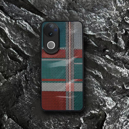 Vivo V50 Luxury Grid Pattern Glass Back Shockproof Case