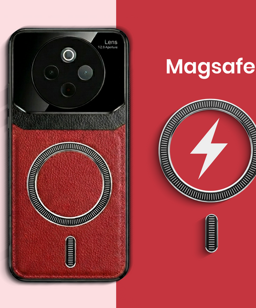 Vivo T4 5G Premium Magsafe Magnetic Leather Lens Protective Case