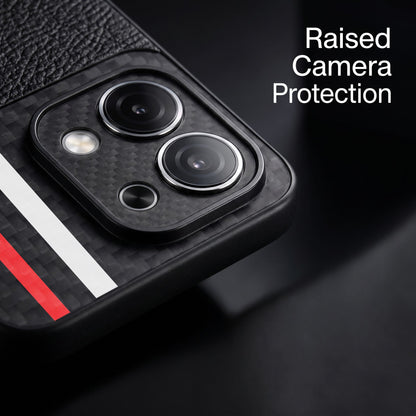 Oppo F31 5G Sporty Stripe Focus Carbon Fiber Leather Hybrid Back Case